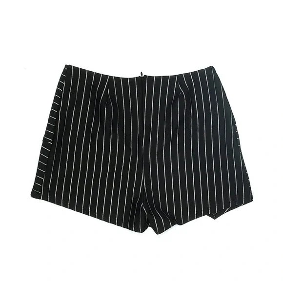 Lulus Black White Striped Wrap Skort Shorts Size L High Waist Mini Skirt Short - Picture 2 of 4